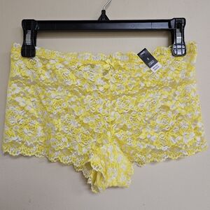 NWT Torrid Curve Cheeky 0 Yellow White Lace Panties Large Size 12